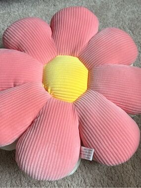 Kids Pink and White Flower Plush Cushion